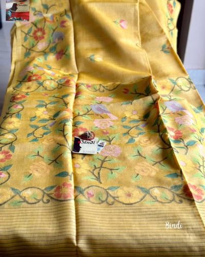 Kusum - HANDWOVEN PREMIUM TUSSAR JAMDANI SAREE FROM BENGAL