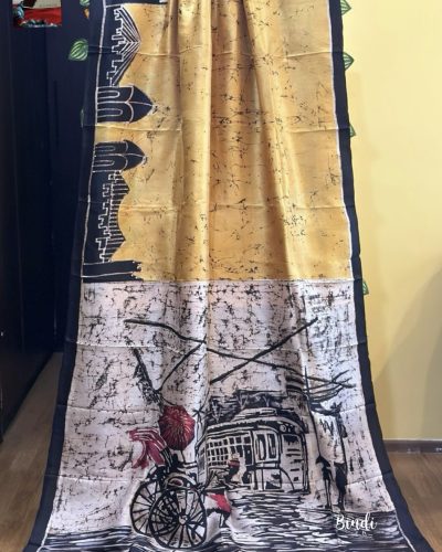 KOLLOLINI KOLKATA III – HAND BATIK PAINTING ON PREMIUM KATAN SILK