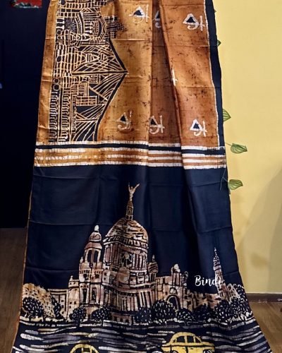 KOLLOLINI KOLKATA I – HAND BATIK PAINTING ON PREMIUM KATAN SILK
