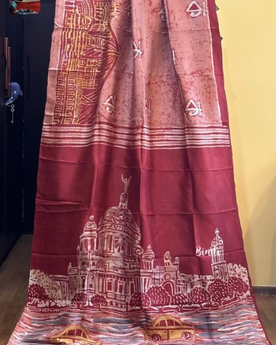 KOLLOLINI KOLKATA IV ~ HAND BATIK PAINTING ON PREMIUM KATAN SILK