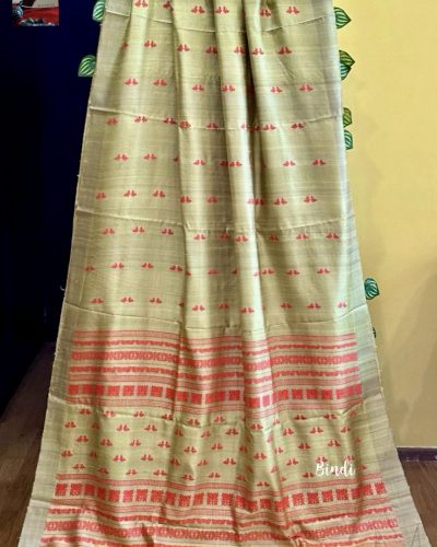 TITLI  – HANDWOVEN HANDSPUN GOPALPUR TUSSAR JAALA PALLA SAREE
