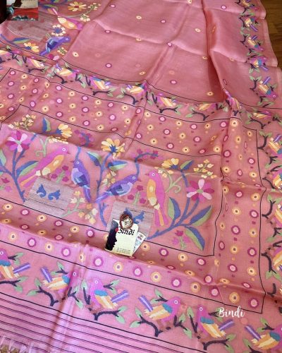 The Birds of The Dawn - Handwoven Pure Muslin Jamdani