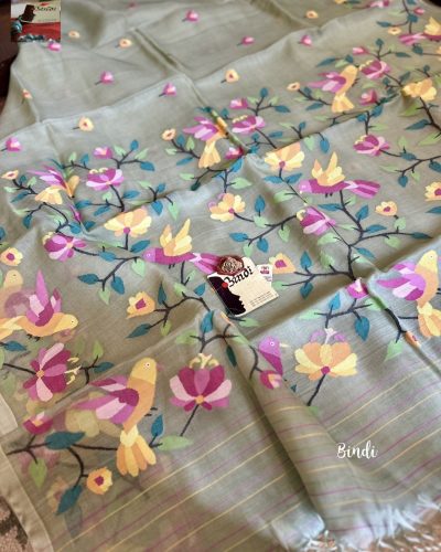 bihaga - HANDWOVEN PURE MUSLIN JAMDANI SAREE