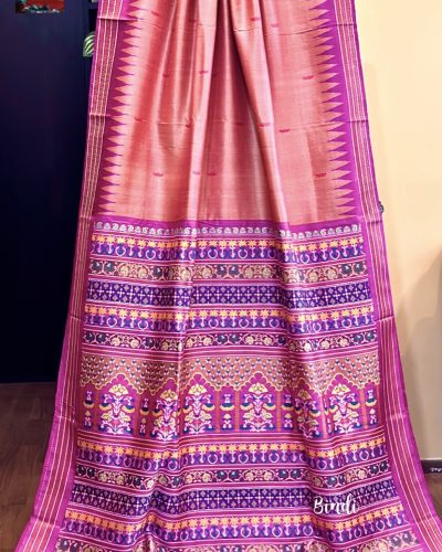 MUGHAL GARDEN I - HANDWOVEN HANDSPUN FINE GOPALPUR TUSSAR JAALA PALLA SAREEk