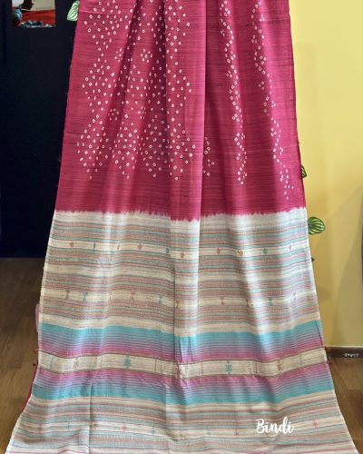 Varna I - Handwoven Bandhni Tussar Bhujodi Saree