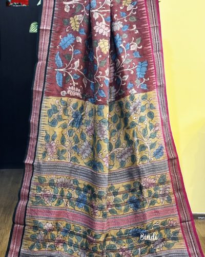 KALAMBAHAR  – KALAMKARI HAND PAINTED VIDARBHA TUSSAR SAREE