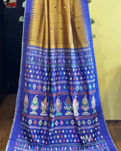 Neelachakra - Handwoven Handspun Gopalpur tussar Jala Palla Saree
