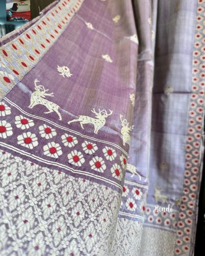 The Golden Deer - Handwoven Tussar By Paat Silk Saree