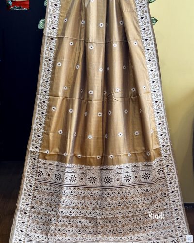 Golden Hues - HANDWOVEN TUSSAR BY PAAT SILK SAREE