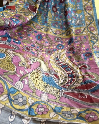 Heritage Kalamkari - KALAMKARI HAND PAINTING ON PURE DESI TUSSAR SILK