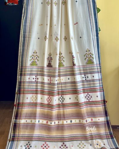 Soof Embroidery on Bhujodi Kala Cotton Saree
