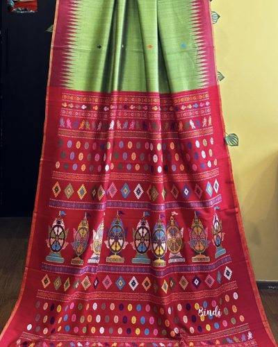 NEELACHAKRA I – HANDWOVEN HANDSPUN GOPALPUR TUSSAR JALA PALLA SAREE
