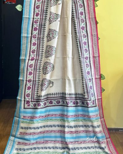 BHUMI – HAND BLOCK PRINT ON KARAVATI KINAR VIDARBHA TUSSAR