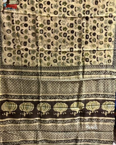 Prithika - Hand block printed natural dyed Chattisgarh Tussar