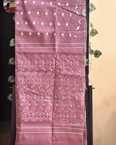 Posh Pink - Handwoven Dhakai Jamdani from Bangladesh