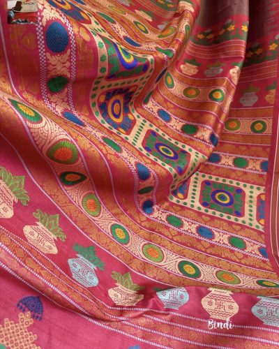 SHUBHALAKSMI – HANDWOVEN HANDSPUN GOPALPUR TUSSAR JALA PALLA SAREE