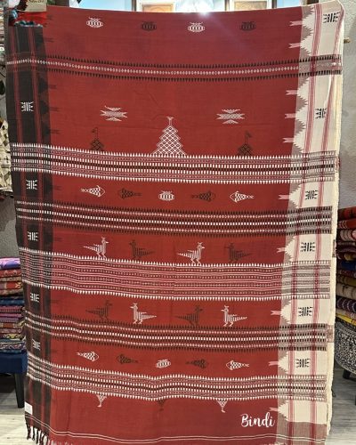 Koyel (Red) ~ HANDWOVEN ORGANIC COTTON KOTPAD SAREE